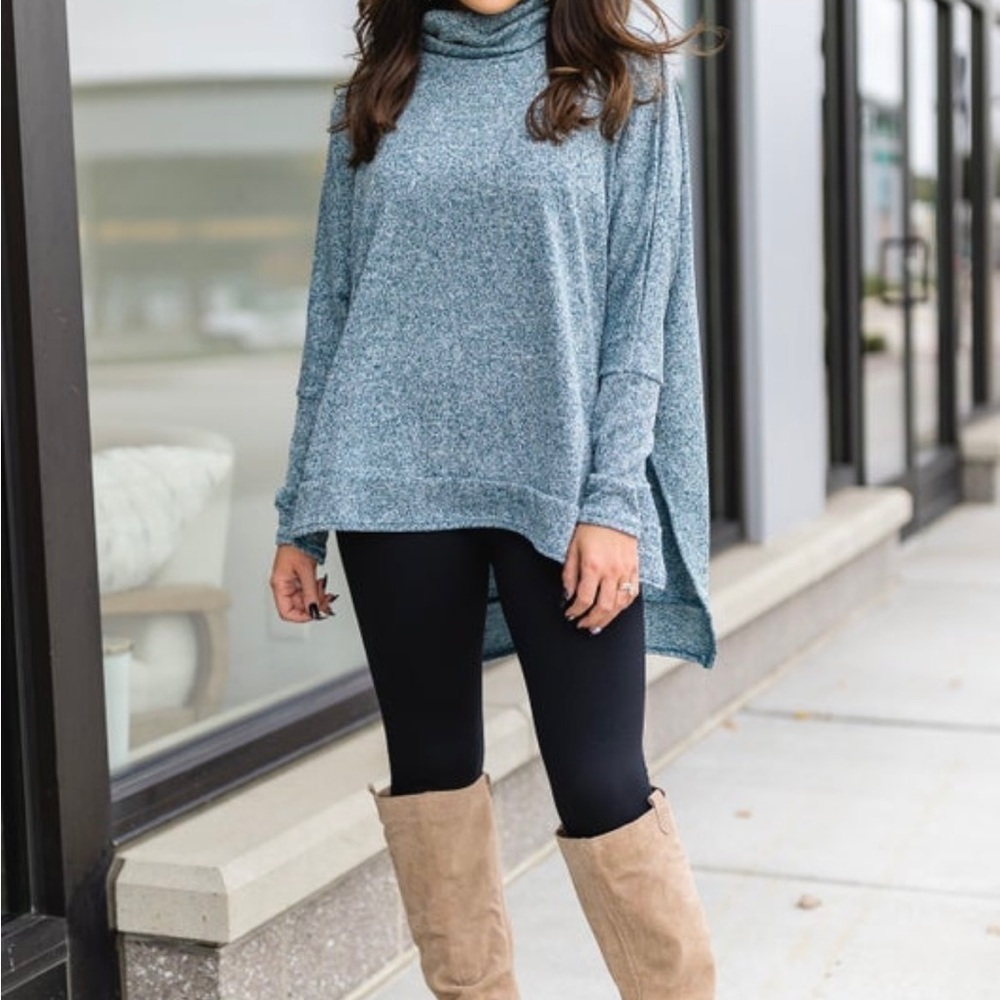 ZENANA Women’s Heather Teal Tunic Top Size XS